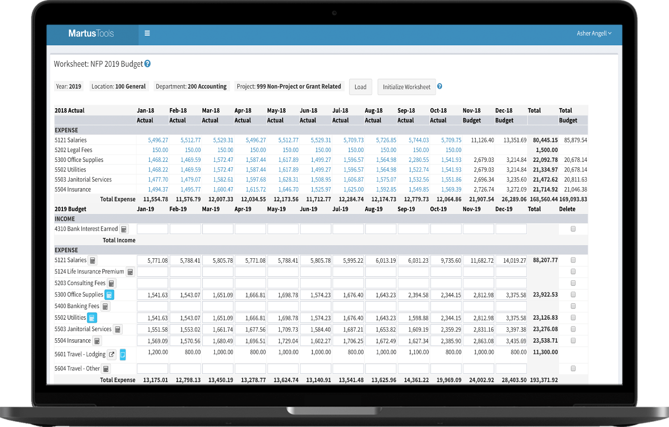 Budget worksheet mockup