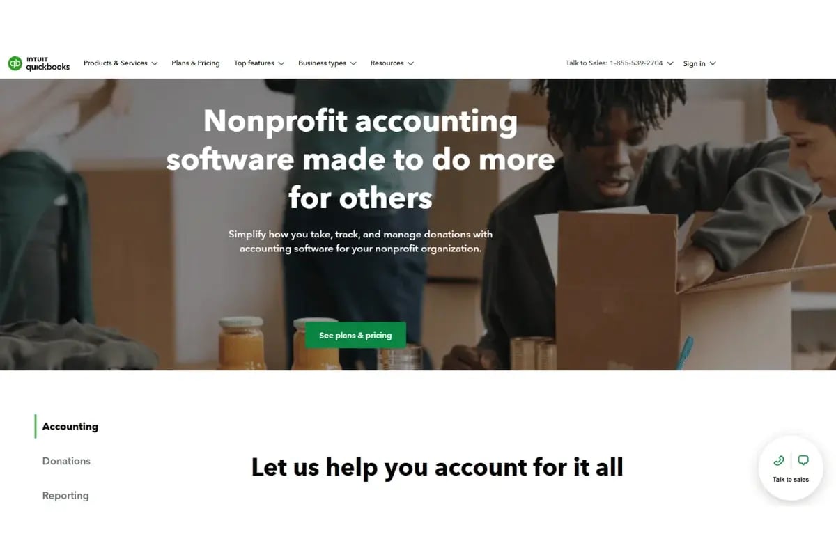 Quickbooks Nonprofit Homepage