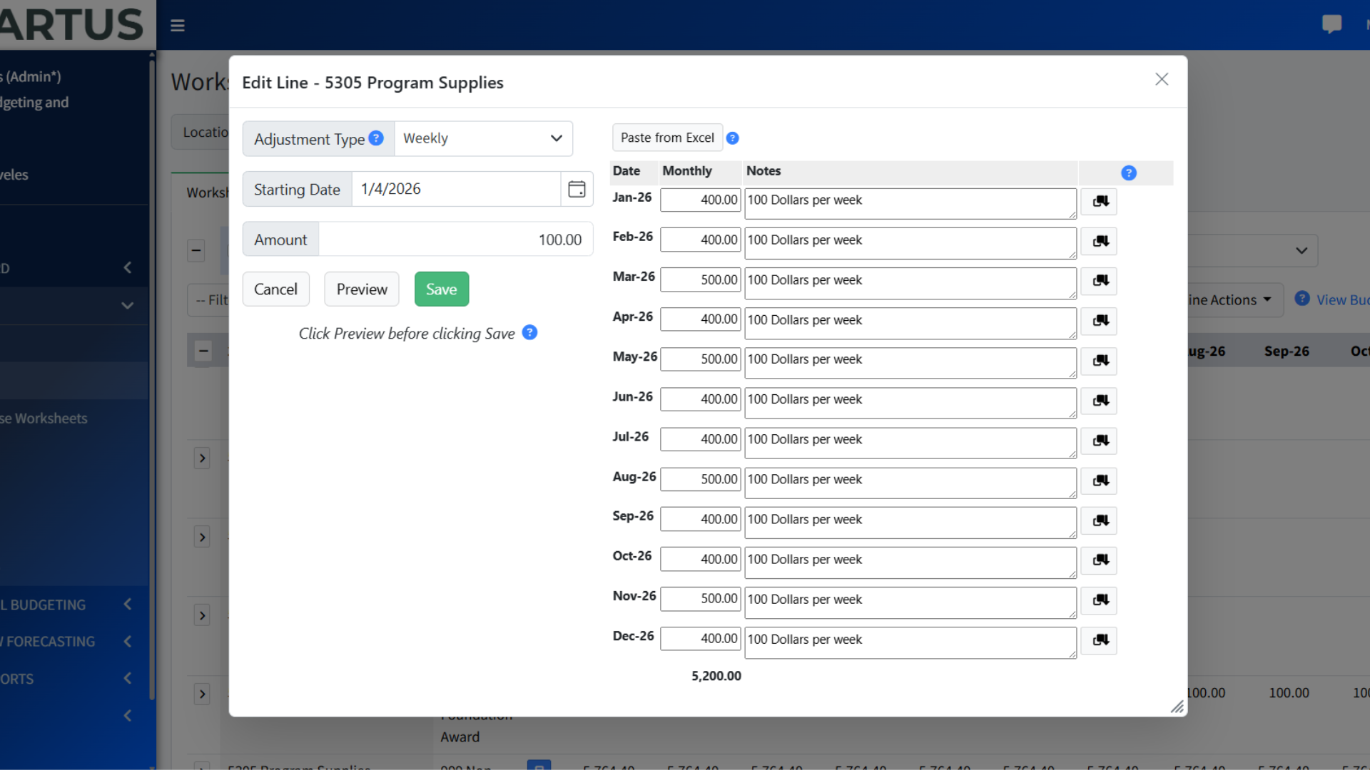 Budgeting - Budget Widget